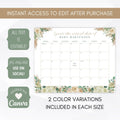 boho pampas grass baby shower due date calendar template